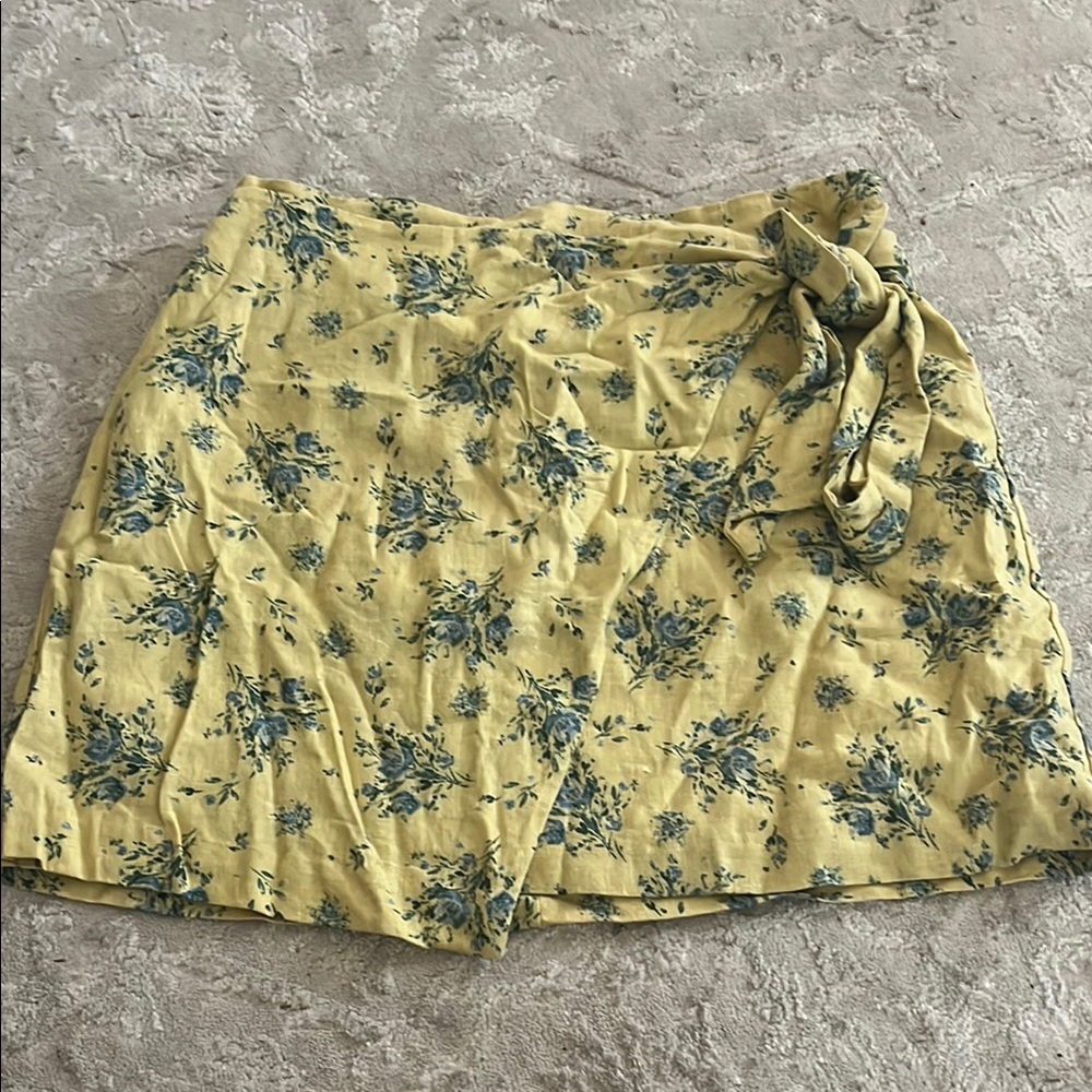 Floral Wrap Skirt in Yellow and Blue